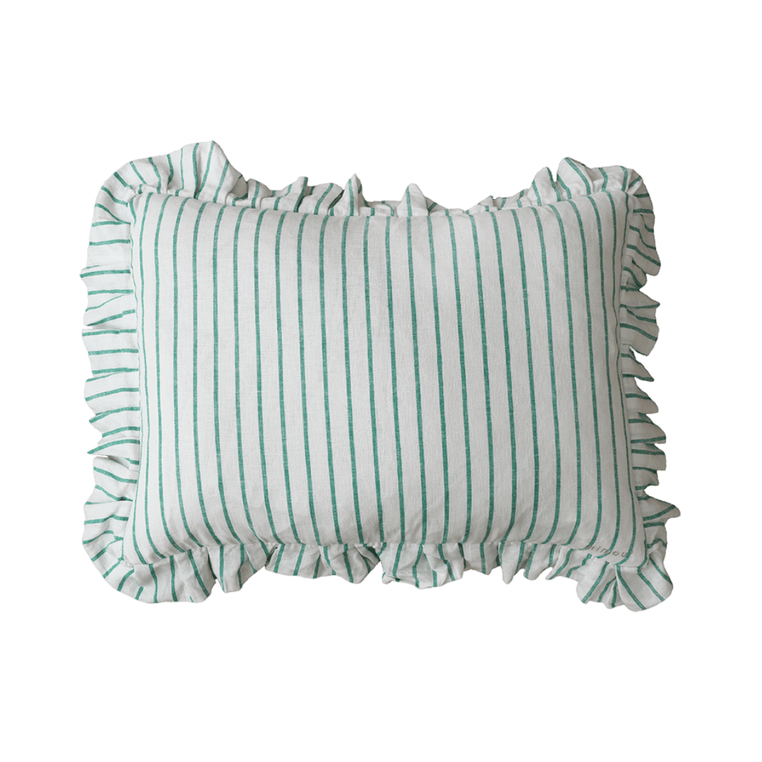 Frill Cushion Stripe Green