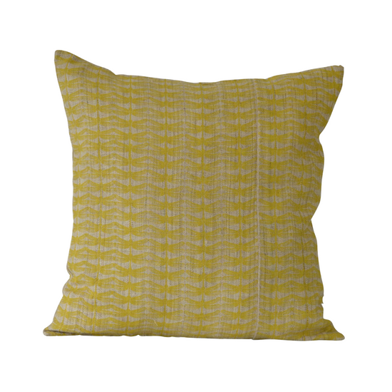 Handprinted Cushion Dragonfly Yellow