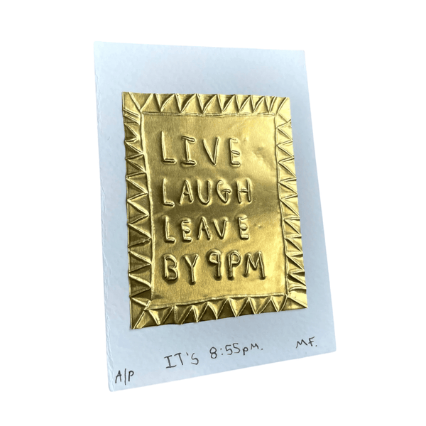*PRE-ORDER* live, laugh leave by 9pm tin embossing 8cm x 10cm