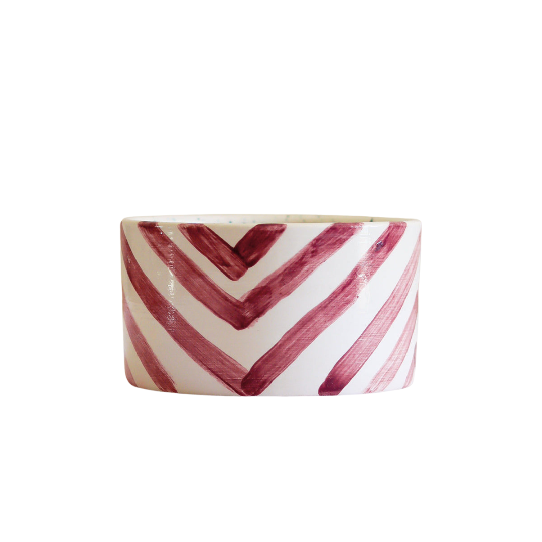 Hand Painted Purple Stripe Soup Bowl
