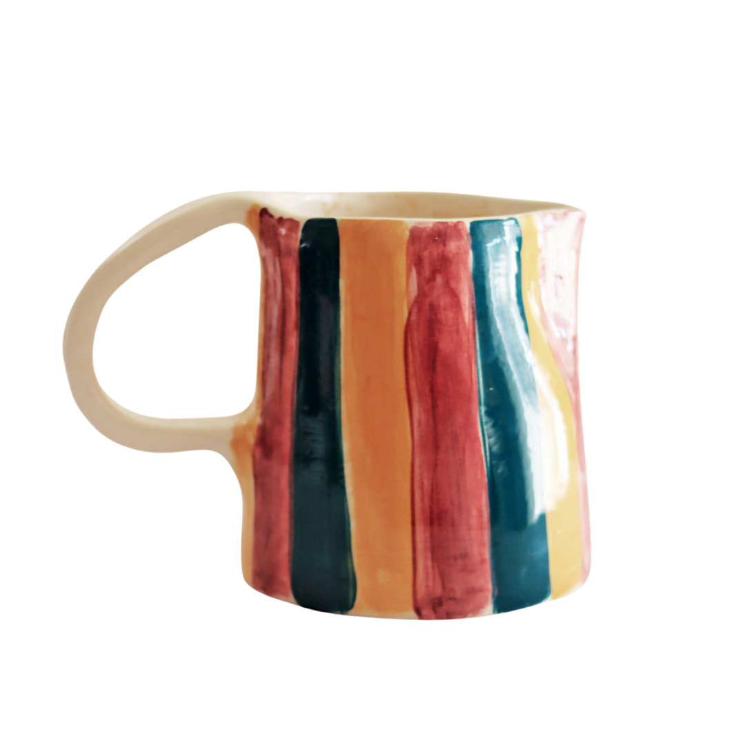 Ceramic Handmade Carafe with Color Stripes