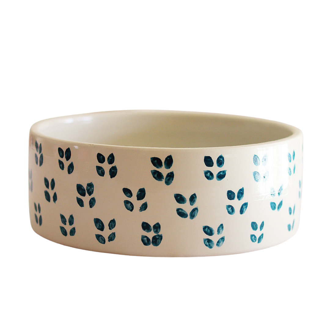 Petrol Leaf Ceramic Salad Bowl