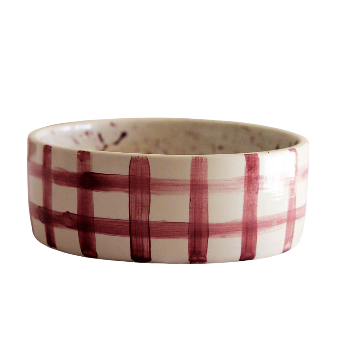 Ceramic Purple Plaid Salad Bowl