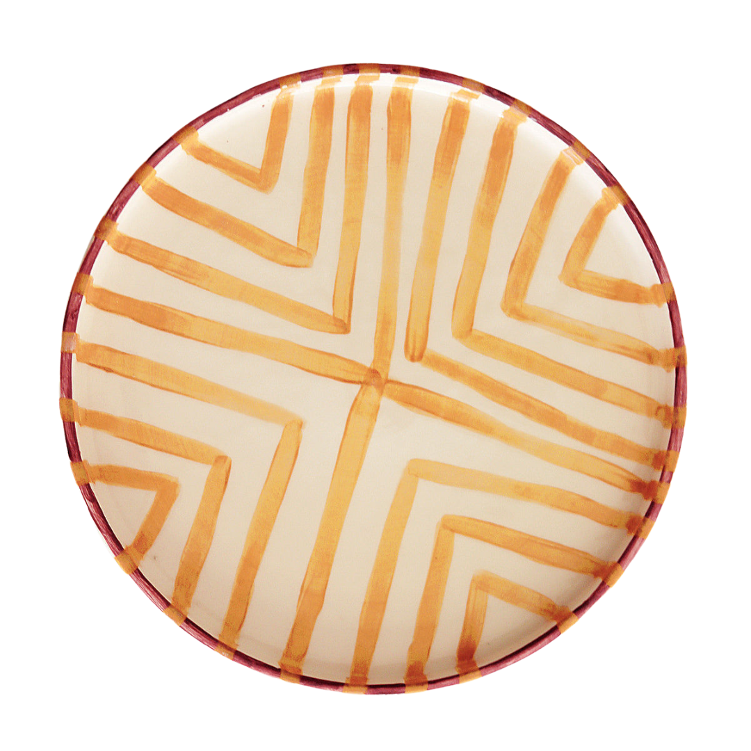 Handmade Ceramic Yellow Line Serving Platter