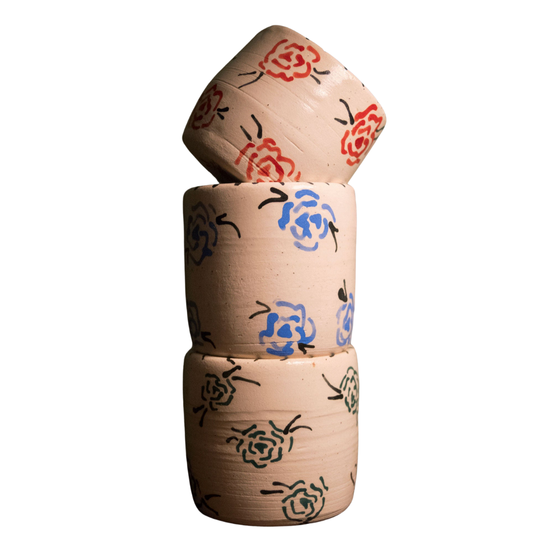 Handcrafted Roses Mug SET of 4