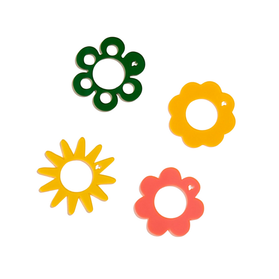 Rainbow Floral Lucite Napkin Rings | Set of 4