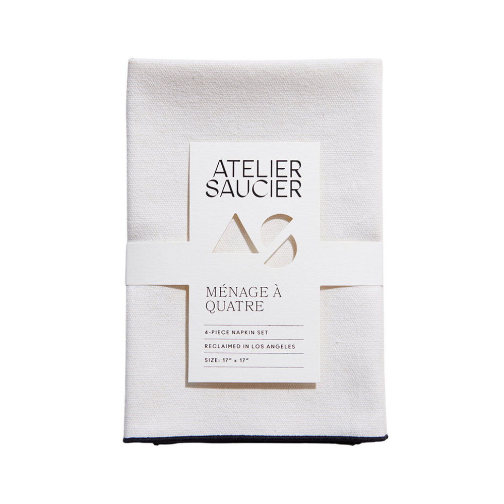 Cream Burlap Noir Napkins | Set of 4