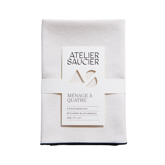 Cream Burlap Noir Napkins | Set of 4