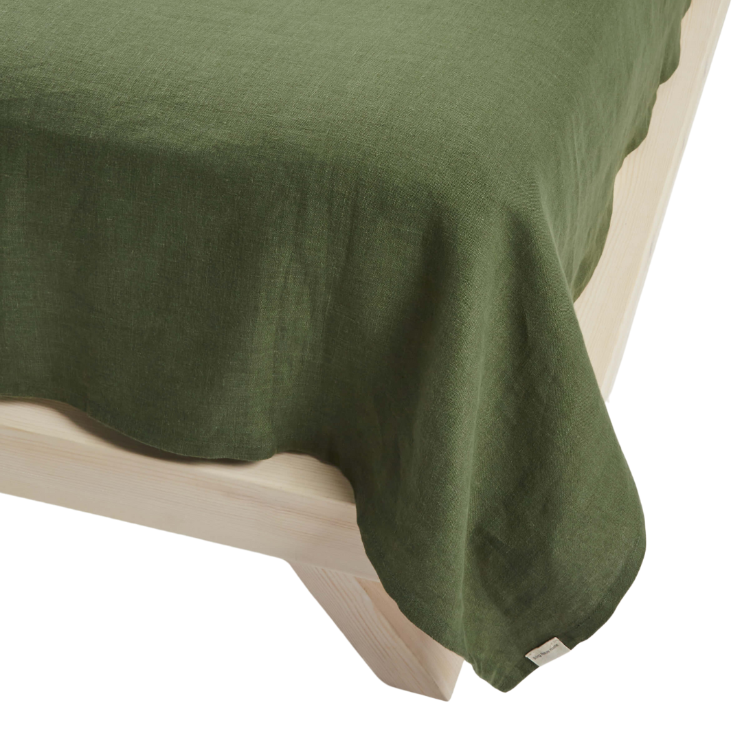Linen Flat Sheet - Forest Green