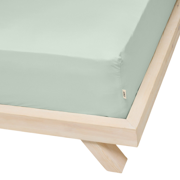 Percale Organic Cotton Fitted Sheet - Spring Blue