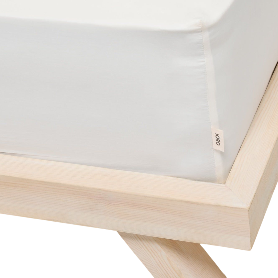 Percale Organic Cotton Fitted Sheet - Iridescent Ivory