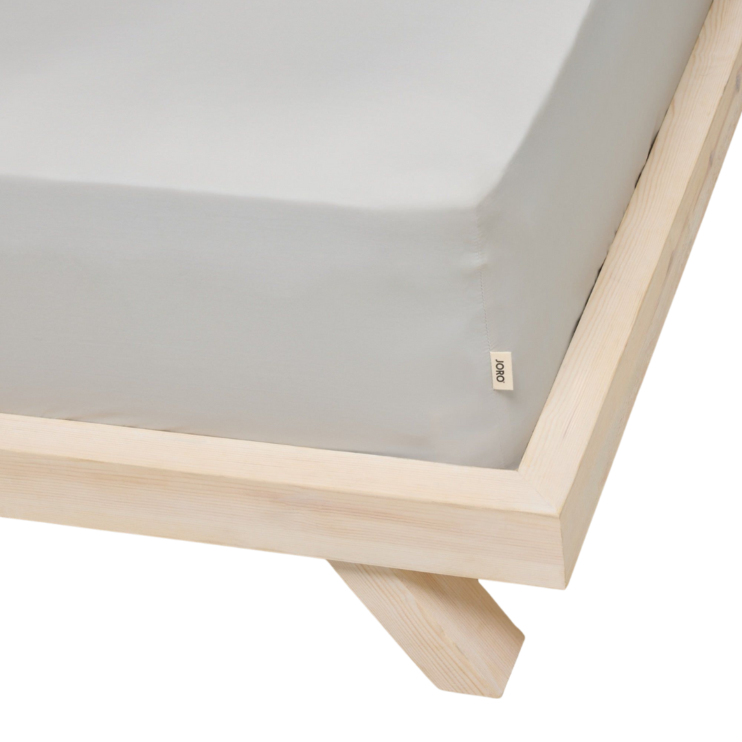 Percale Organic Cotton Fitted Sheet - Equinox Silver