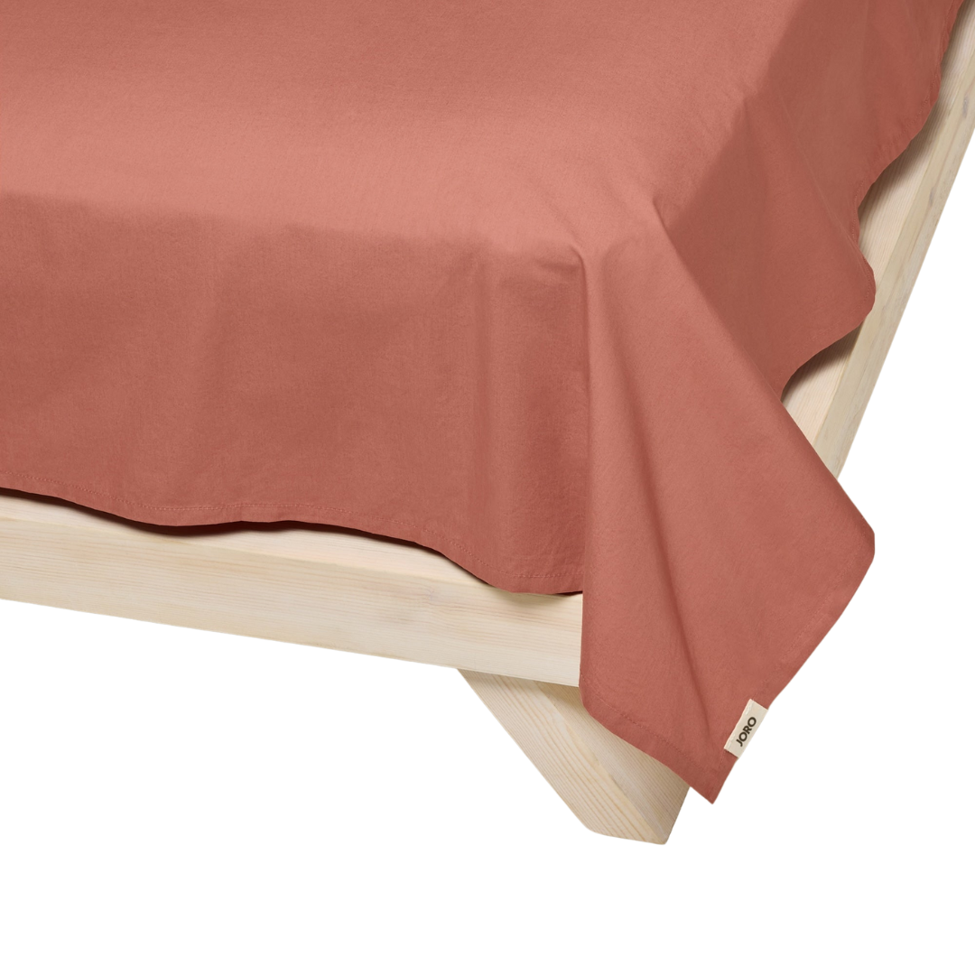Percale Organic Cotton Flat Sheet - Bark Red