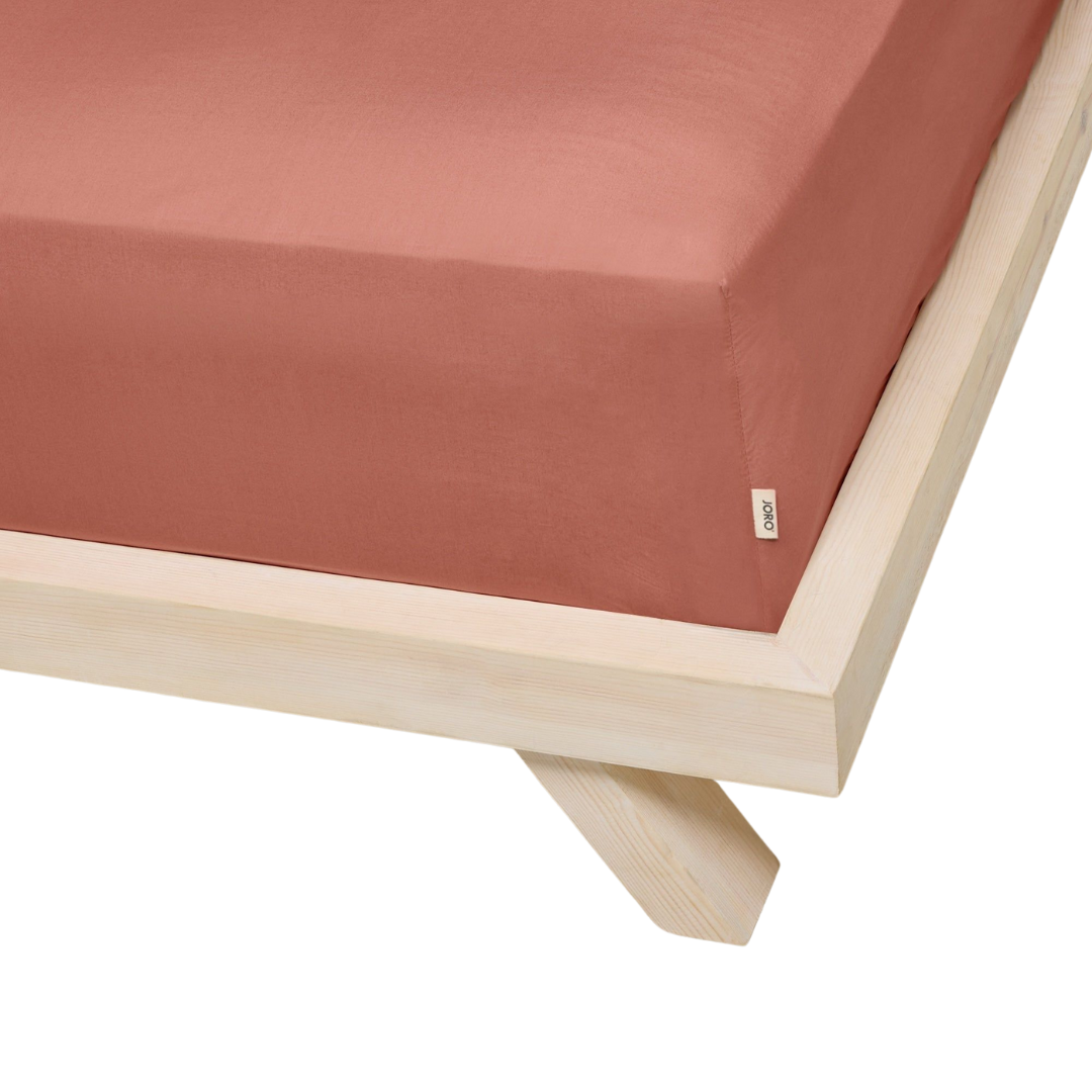 Sateen Organic Cotton Fitted Sheet - Bark Red