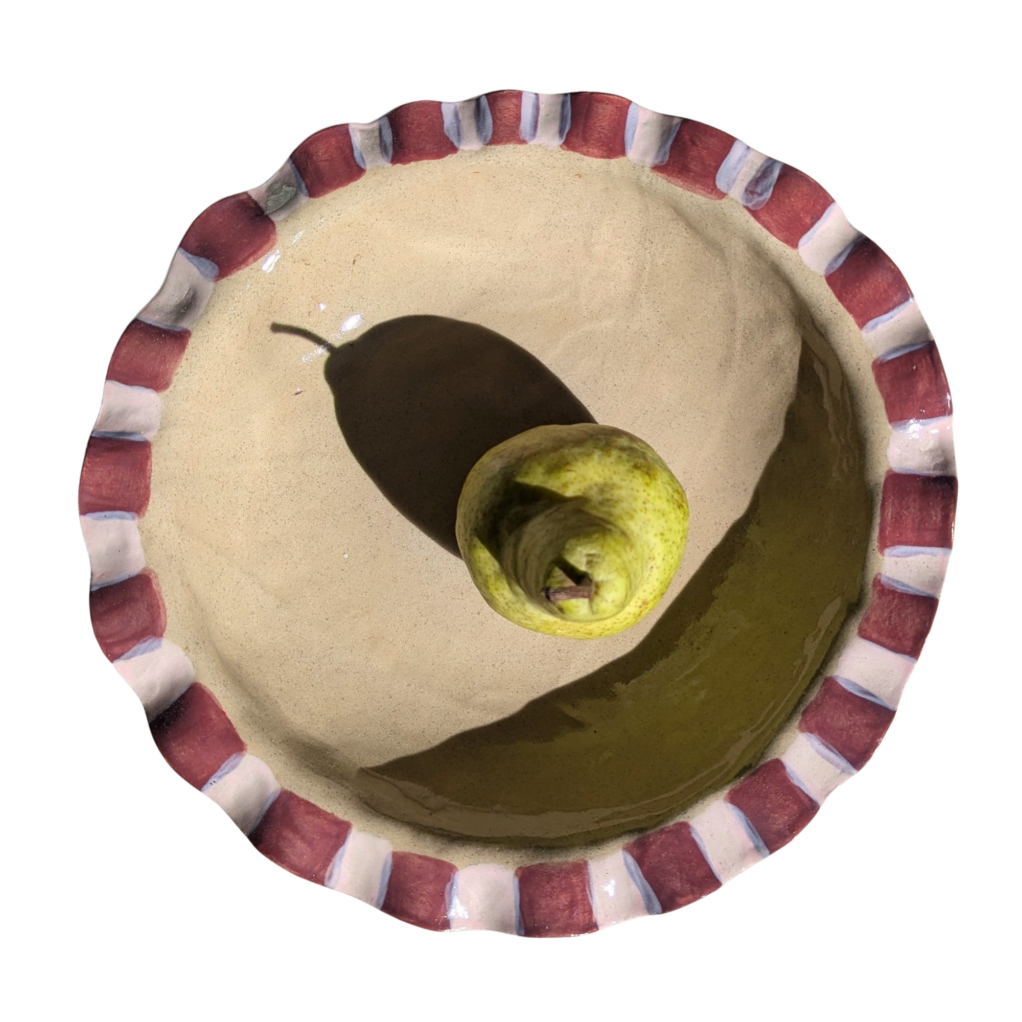 Baby Pink & Burgundy Frill Serving Bowl