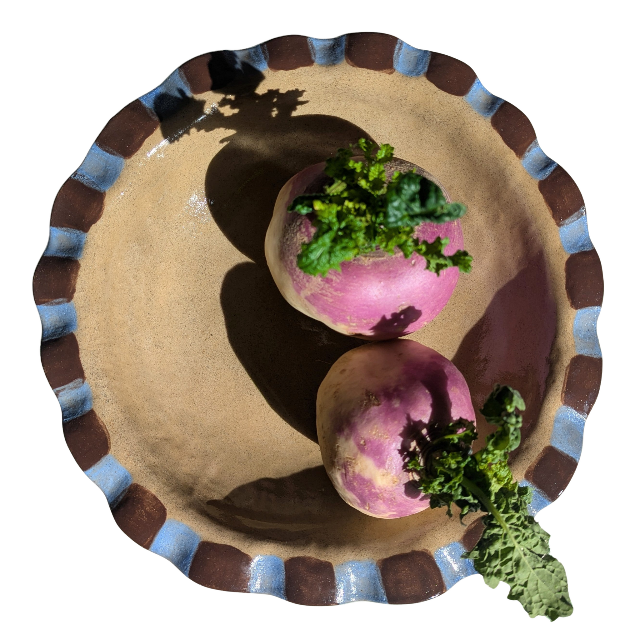 Baby Blue & Chocolate Brown Frill Serving Bowl