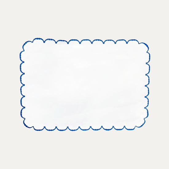Luna Placemat, White with Blue