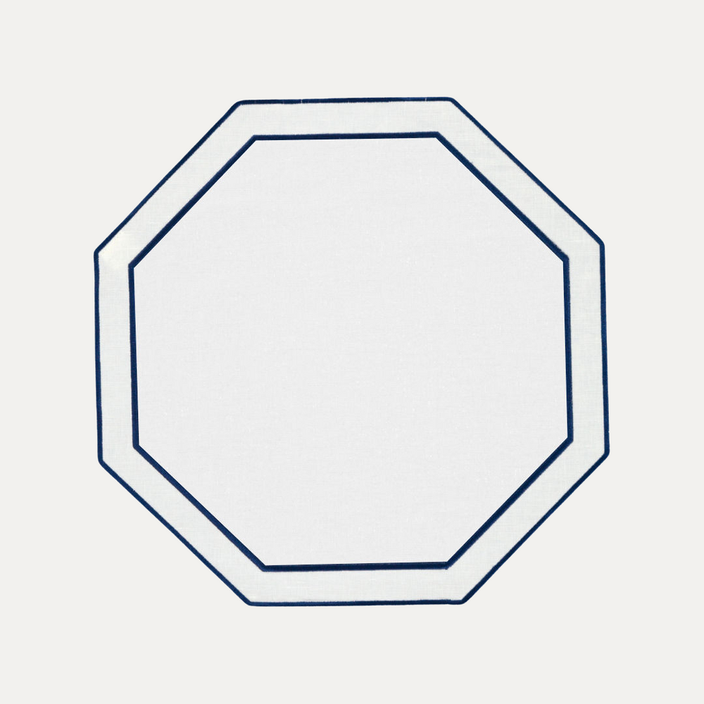 Douro Singelo Placemat, White with Dark Blue