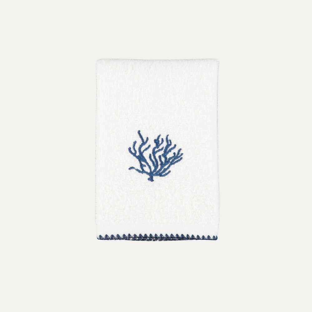Blue Coral Hand Towel with Picot Trim