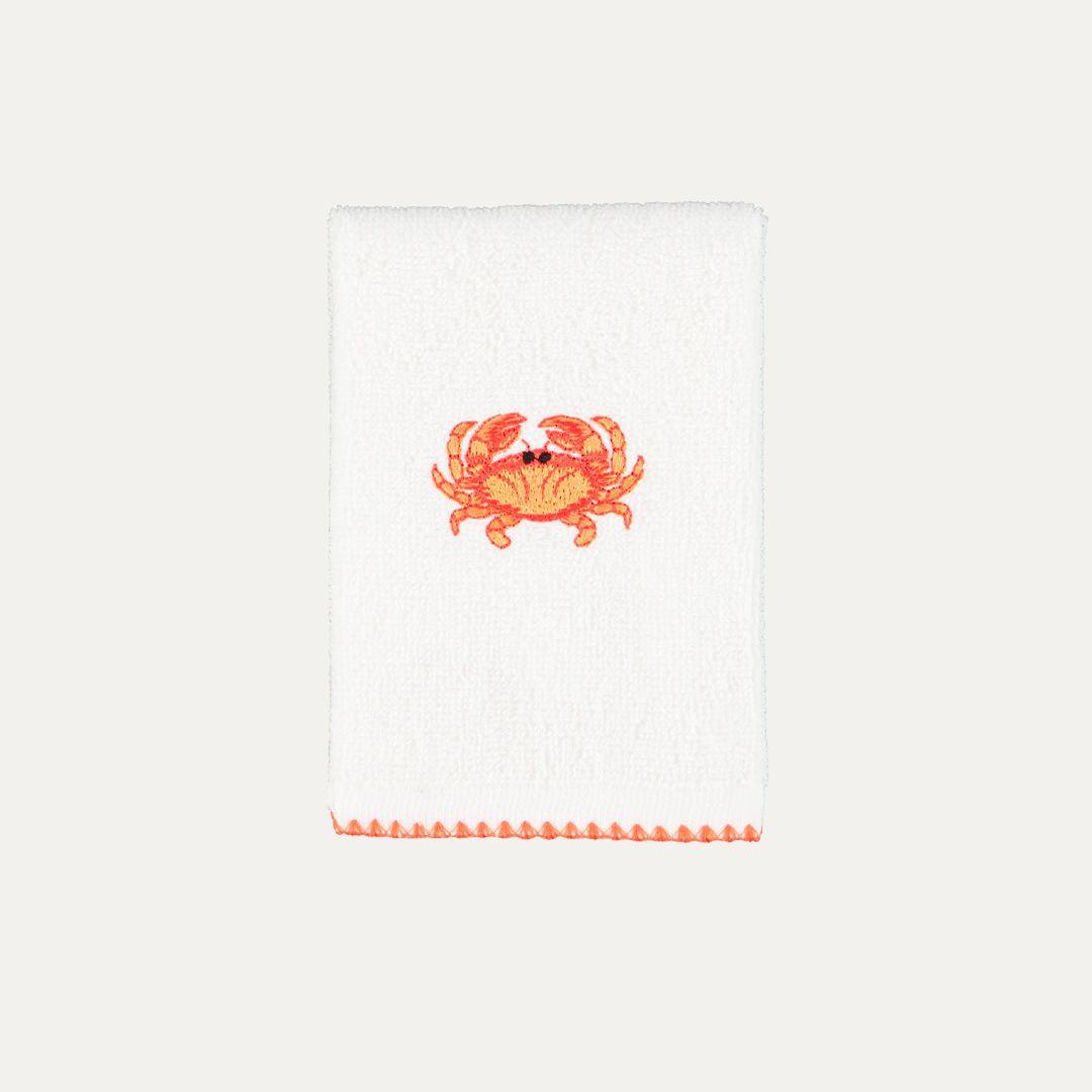 Orange Crab Hand Towel with Picot Trim
