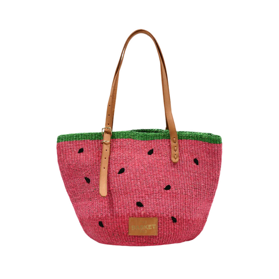TIKITI MAJI: Watermelon Sisal Tote Bag