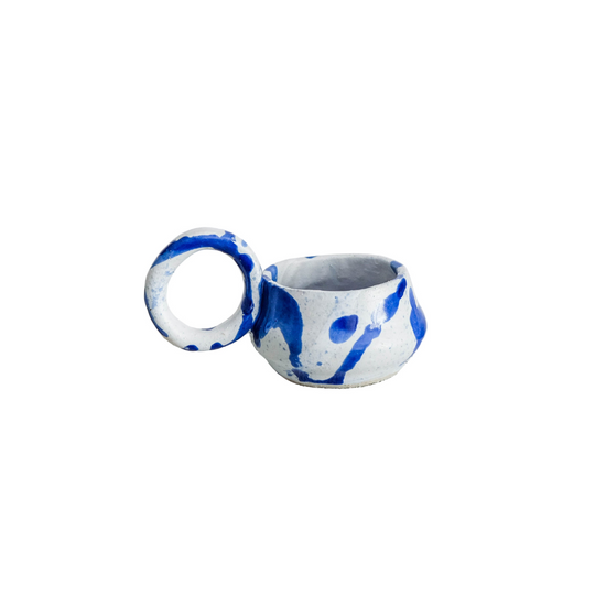 Dalmata XS - Porcelain Espresso Cup - Brush Strokes Blue - Set of 2