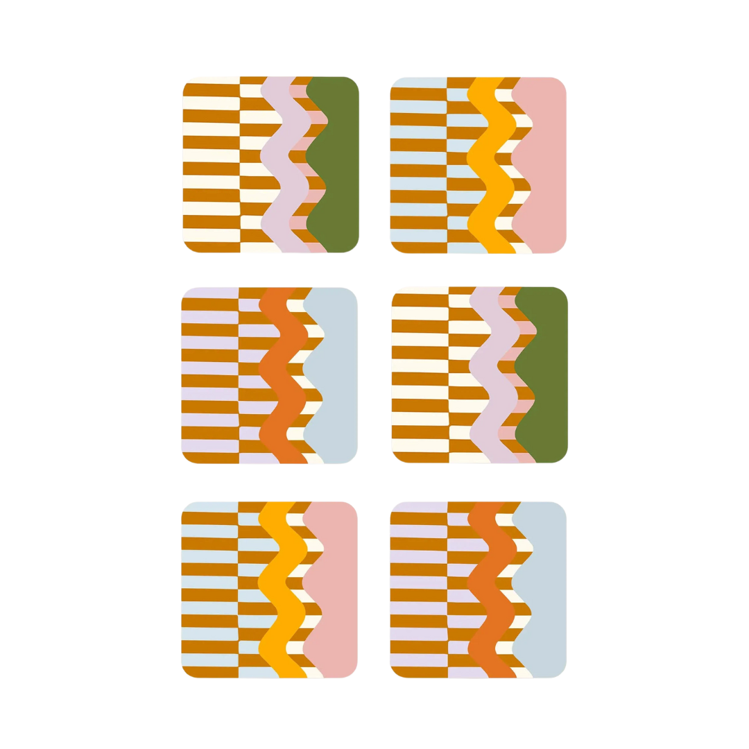 Wiggle and Stripe Coasters (Set of 6)