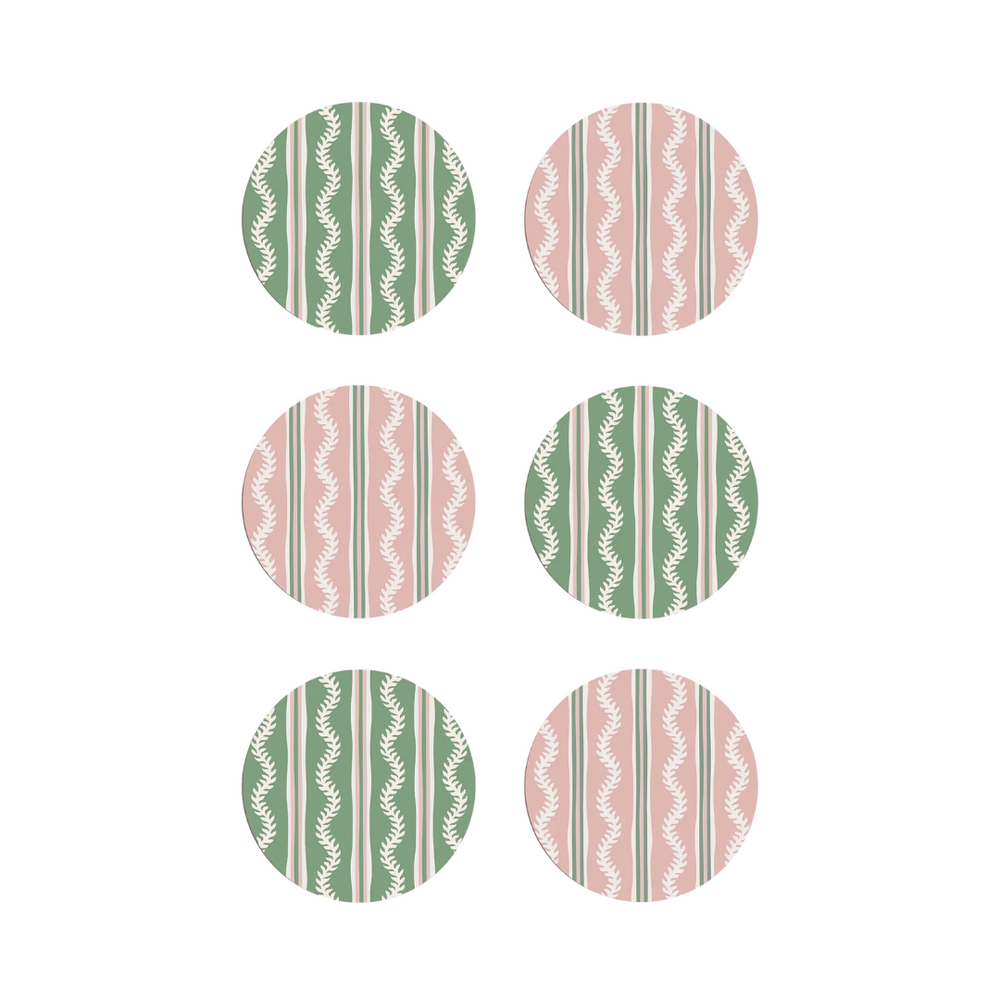 Green & Pink Vines Coasters