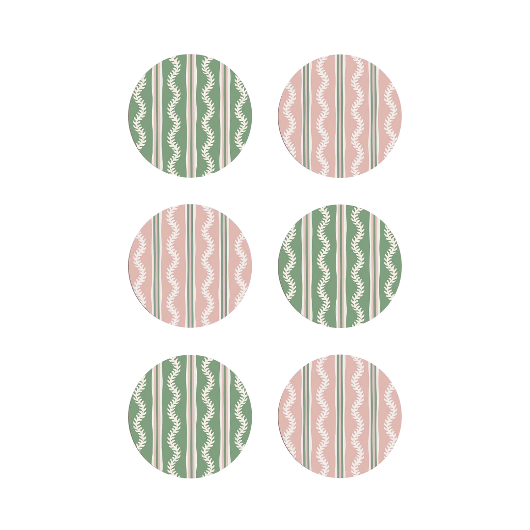 Green & Pink Vines Coasters