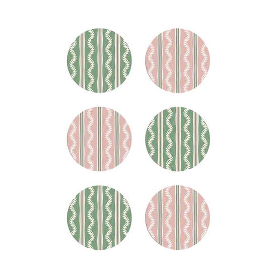Green & Pink Vines Coasters