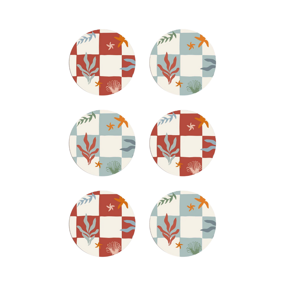 Nautical Checks Coasters  (Set of 6)