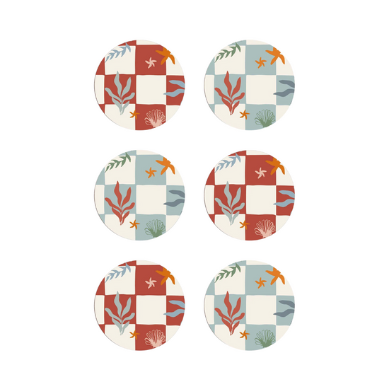 Nautical Checks Coasters  (Set of 6)