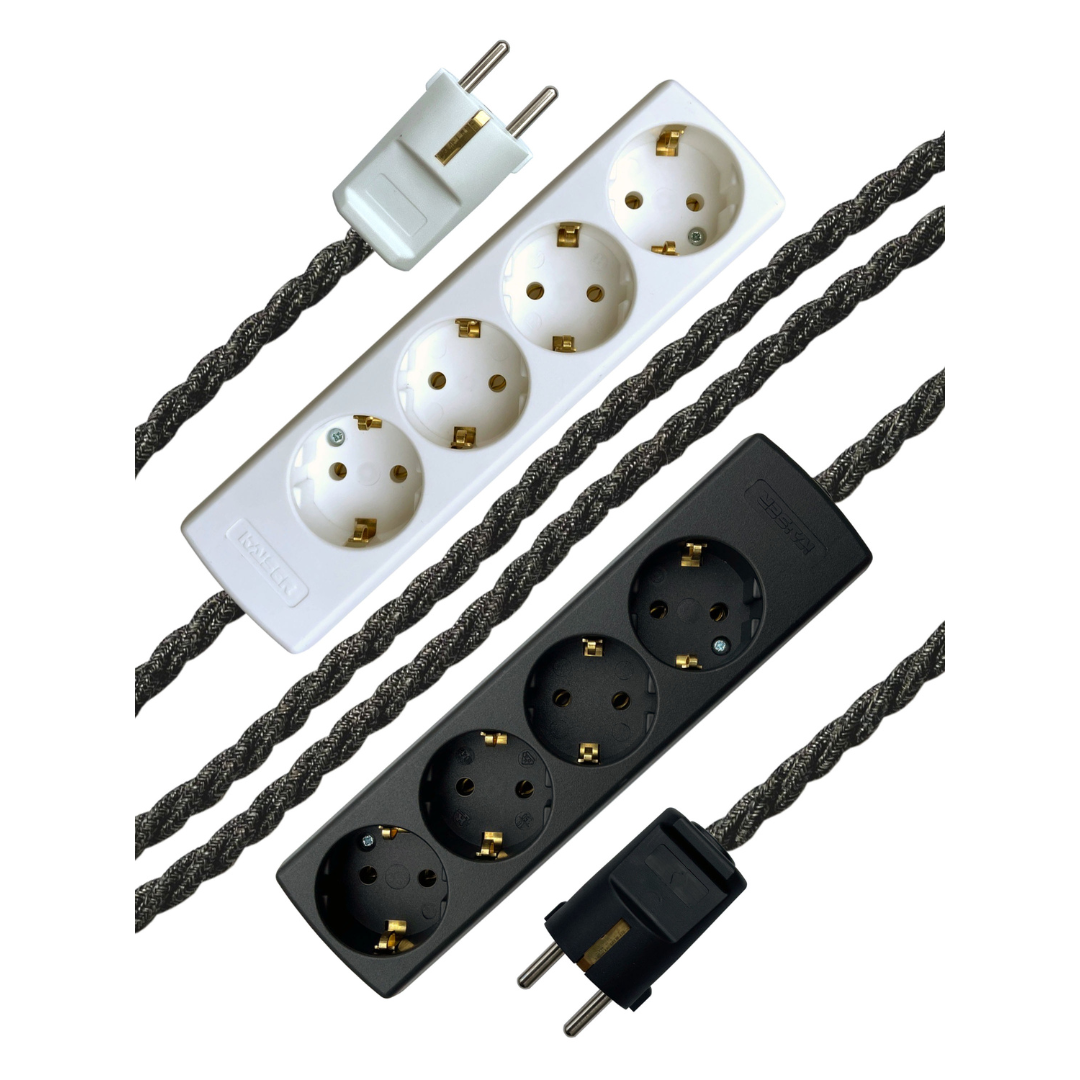 Anthracite Linen - Lola's Leads EU Fabric Extension Cable