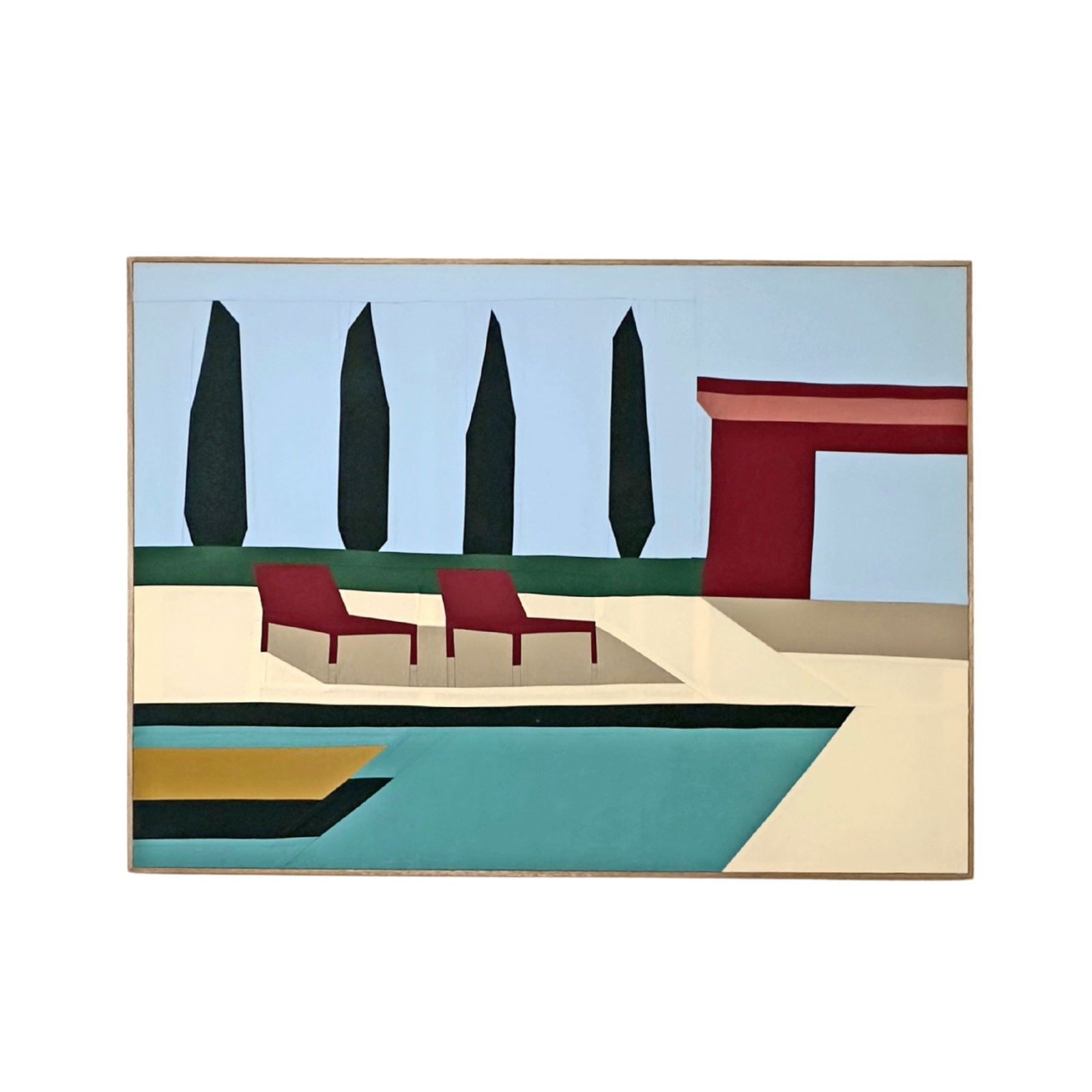 Deckchairs By The Pool Original Quilted Artwork