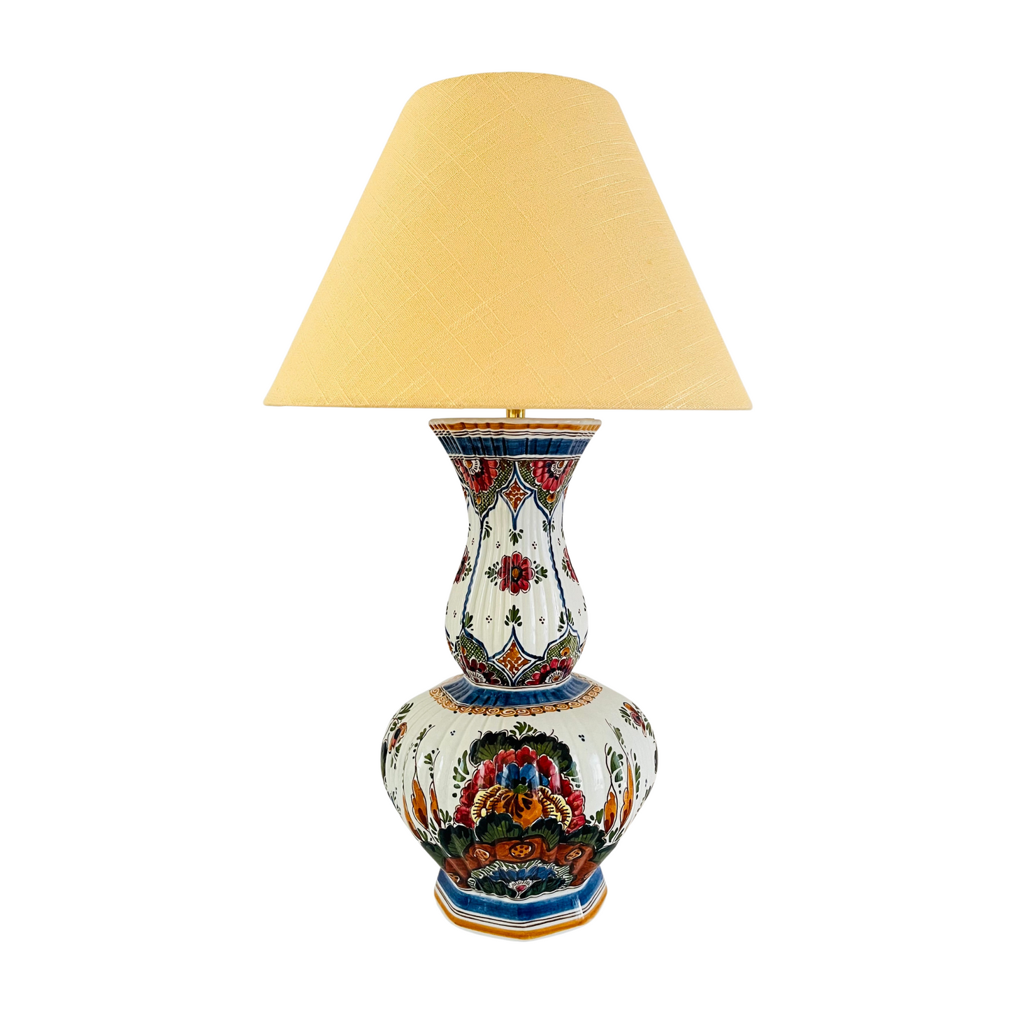 Large Antique Delft Polychrome Lamp