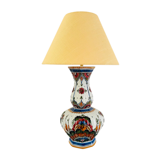 Large Antique Delft Polychrome Lamp