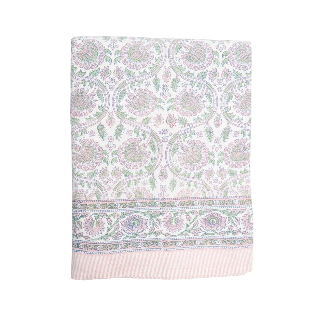 Pink and Green Vine Tablecloth