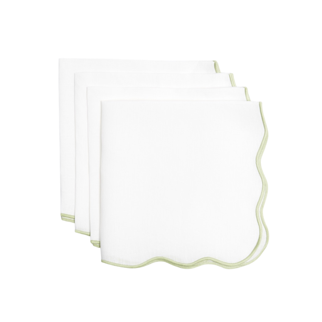 Spring Green Scallop Linen Napkin (Set of 4)