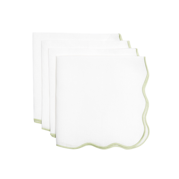 Spring Green Scallop Linen Napkin (Set of 4)