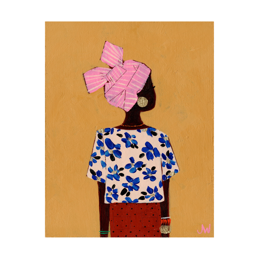 Canvas Artprint Black Woman Ochre - 70x100cm