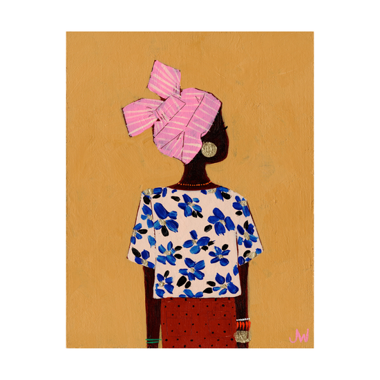Canvas Artprint Black Woman Ochre - 70x100cm