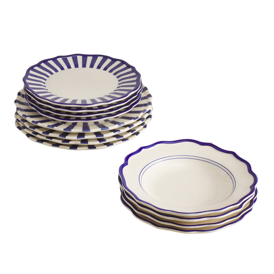 12 Piece Mixed Dinnerware Set with Pasta Bowl - MRJ