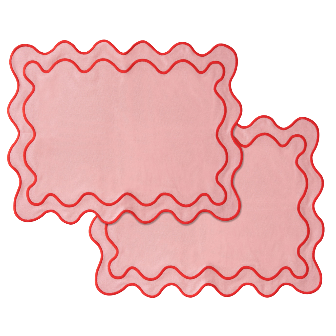 Wavy Placemats Pink/Red - Set of 2