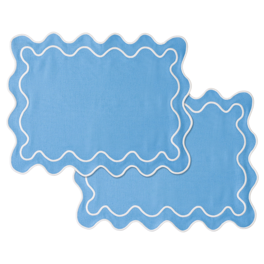 Wavy Placemats Blue/White - Set of 2