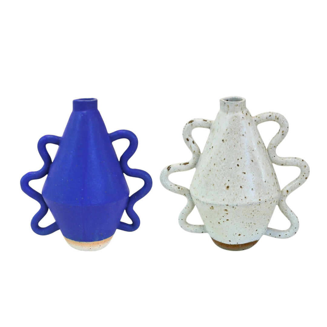 Blue Diamond Vase with Wiggle Handles
