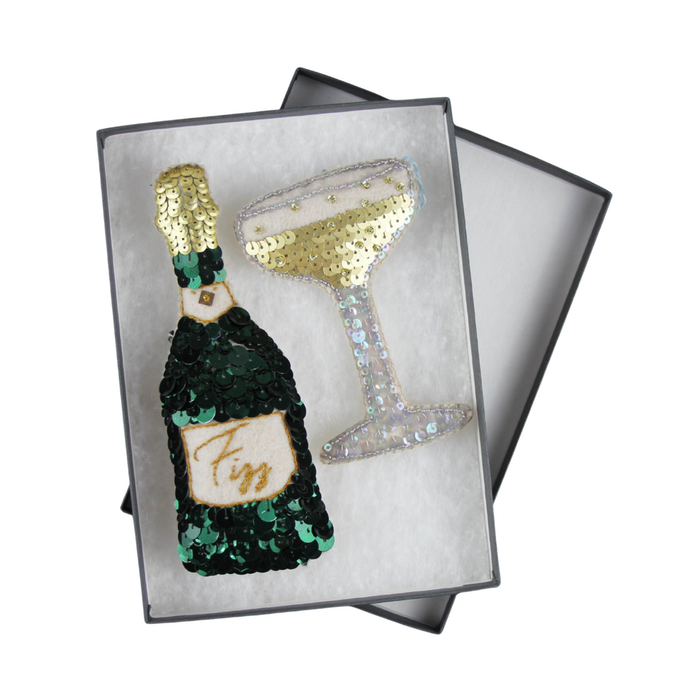 Green Fizz Sequin Ornament Set