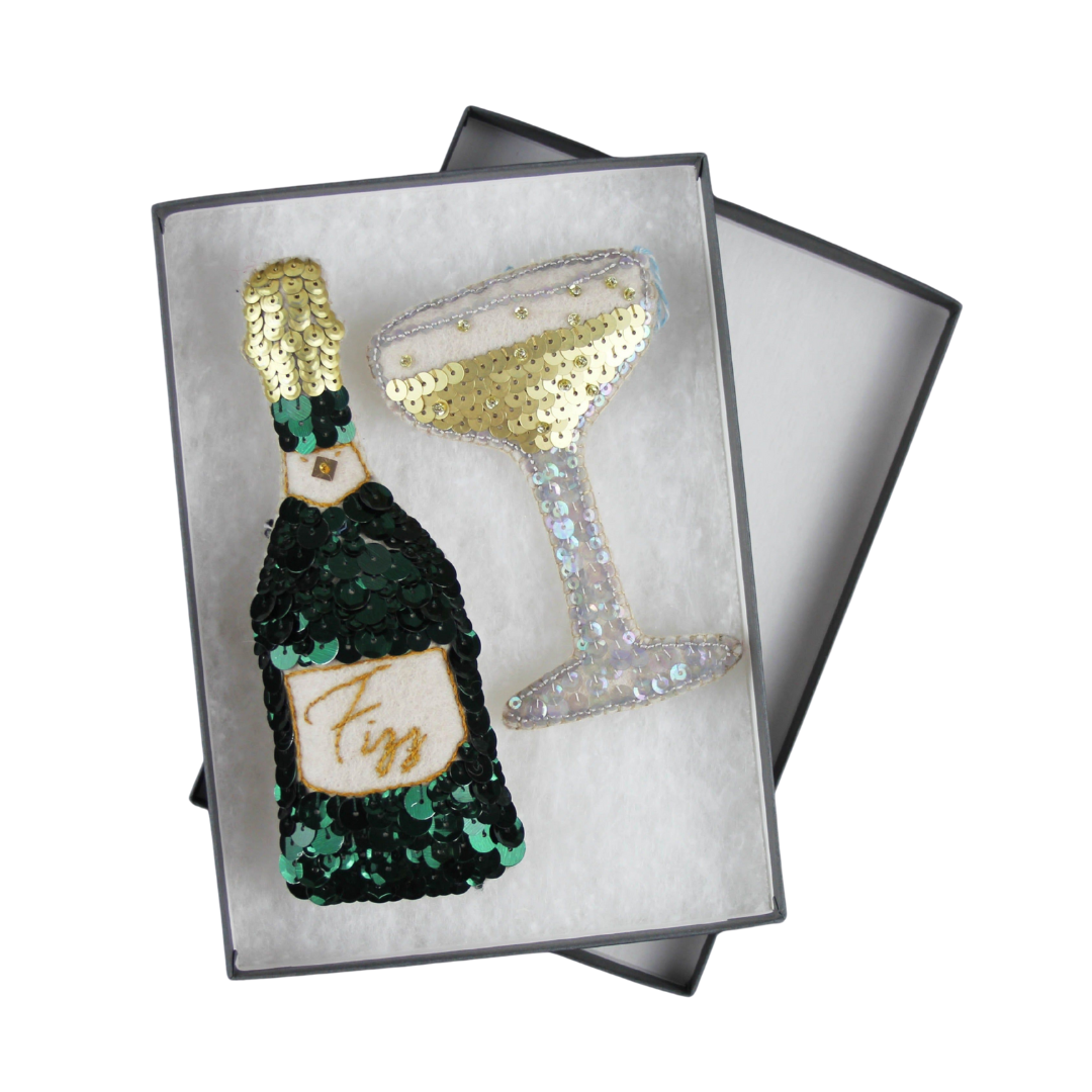Green Fizz Sequin Ornament Set