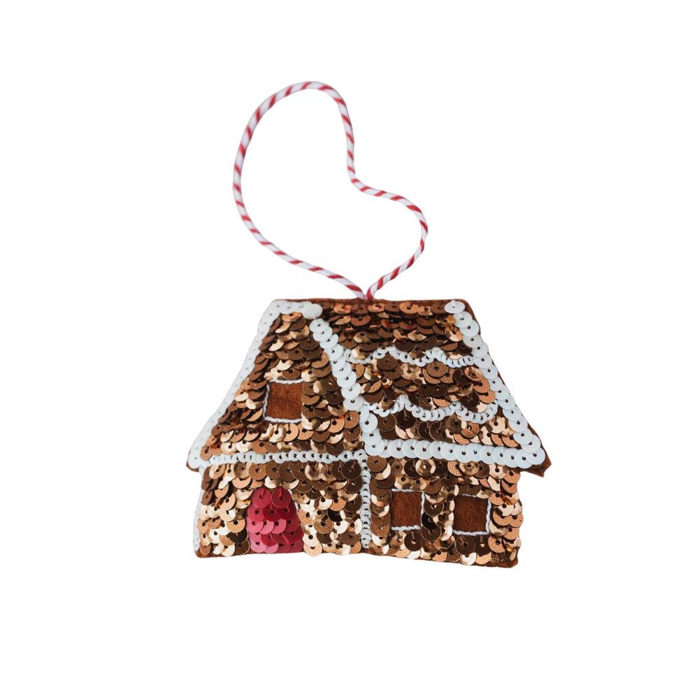 Gingerbread House Sequin Hanging Decoration