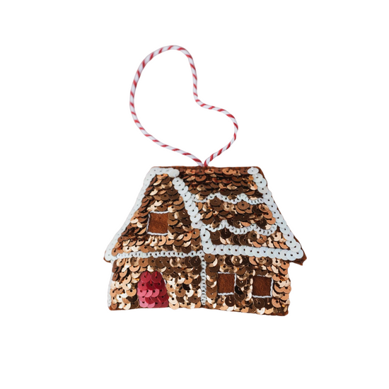 Gingerbread House Sequin Hanging Decoration