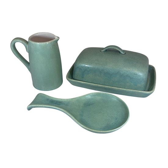 Cornish Copper Stoneware Butter Dish set